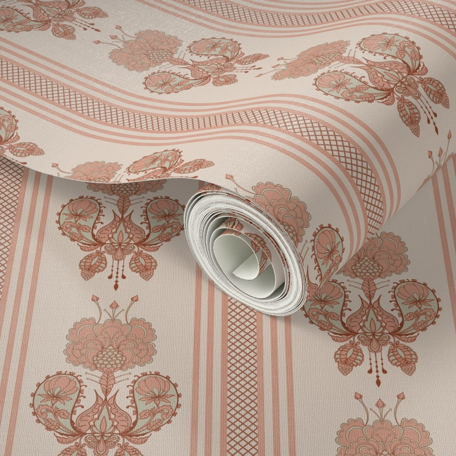 Heritage  Paisley Art Nouveau Floral Drop Stripe