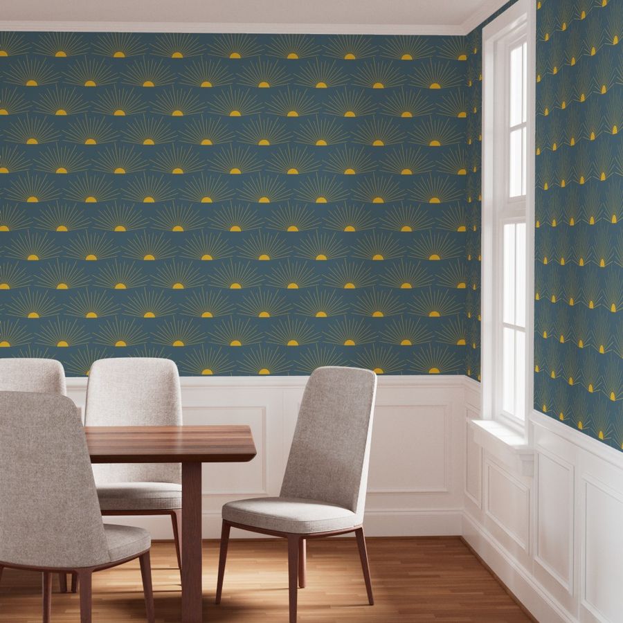 Sunburst Pattern Retro Mid Century Geometric