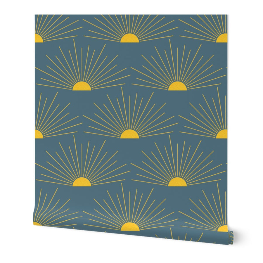 Sunburst Pattern Retro Mid Century Geometric