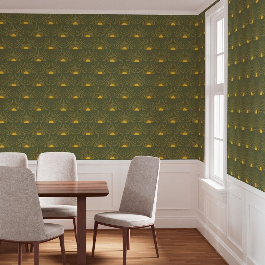 Sunburst Pattern Retro Mid Century Geometric