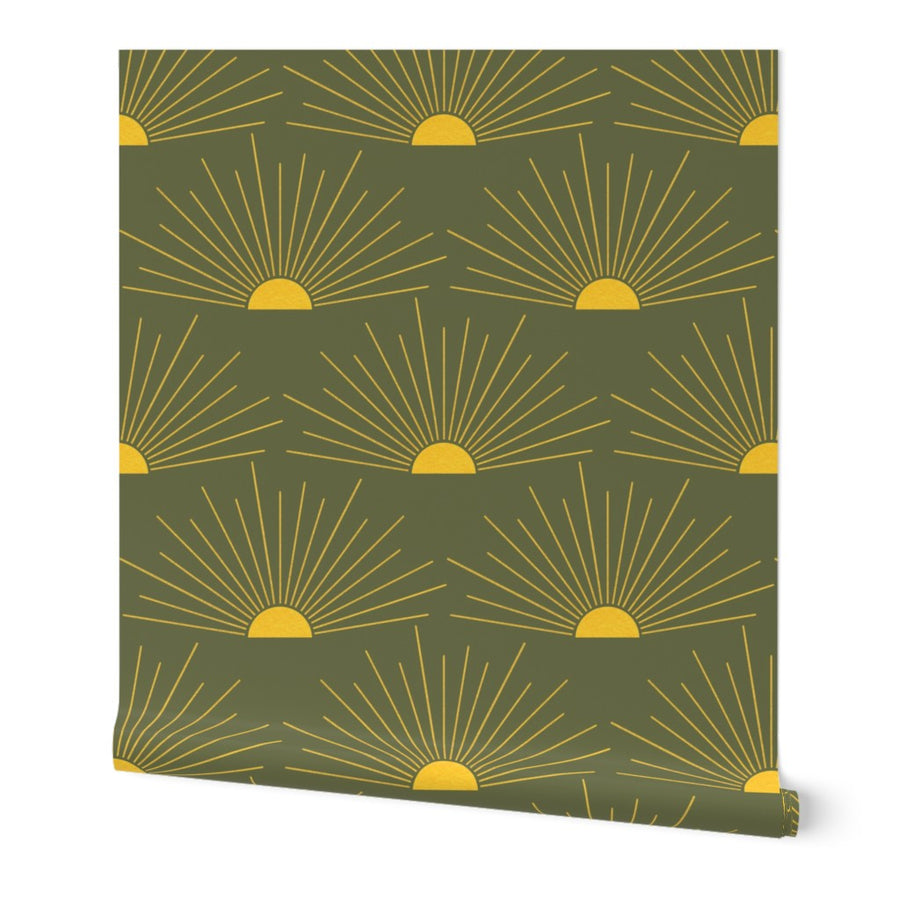 Sunburst Pattern Retro Mid Century Geometric