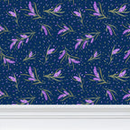 Lavender Floral Design on Navy Blue