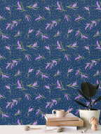 Lavender Floral Design on Navy Blue