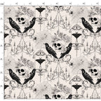 Haunted Opulence Gothic Skull and Raven Fabric