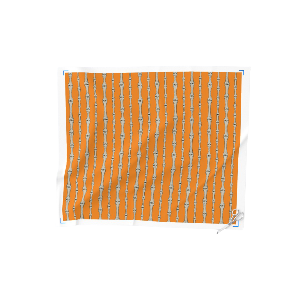 A dramatic and hauntingly elegant design featuring vertically aligned, intricately drawn bones on a mustard background.