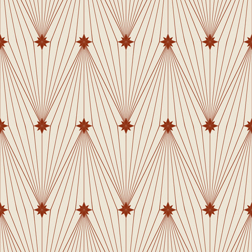 Art Deco Christmas Trees In Rusty Red And Cream Geometric