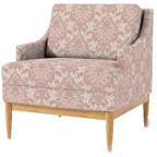 Art nouvueau Patterned armchair with wooden legs on a white background