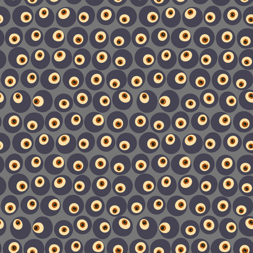  repeating grid of stylised eyeballs with beige irises, orange‑brown pupils and dark circular surrounds arranged evenly across a grey background for a surreal graphic look that pairs well with other designs in this collection.