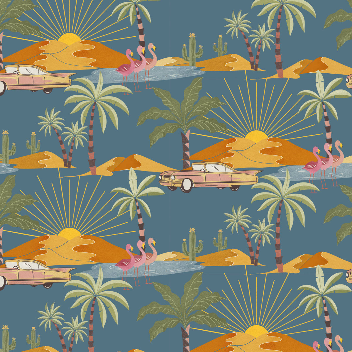 Retro Desert Oasis Mid Century