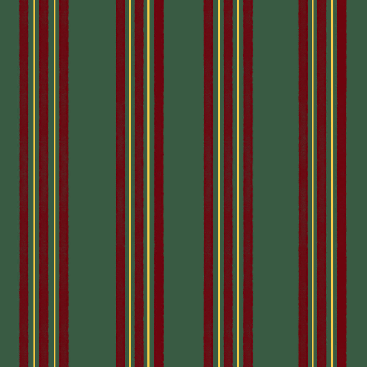 A repeating vertical stripe pattern featuring dark green, deep red, and thin yellow stripes.