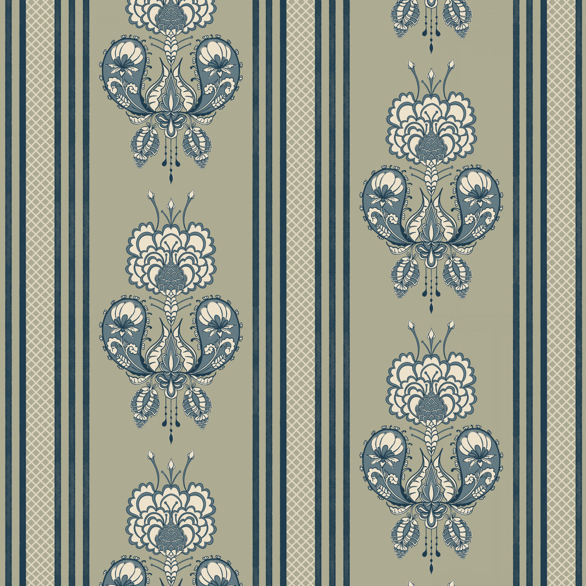 Heritage  Paisley Art Nouveau Floral Drop Stripe