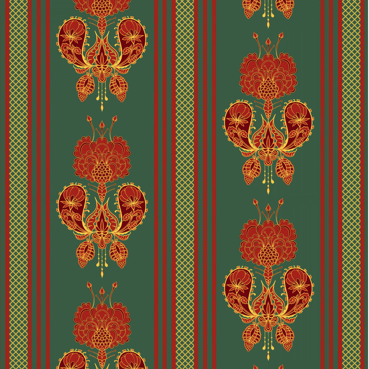 Heritage  Paisley Art Nouveau Floral Drop Stripe