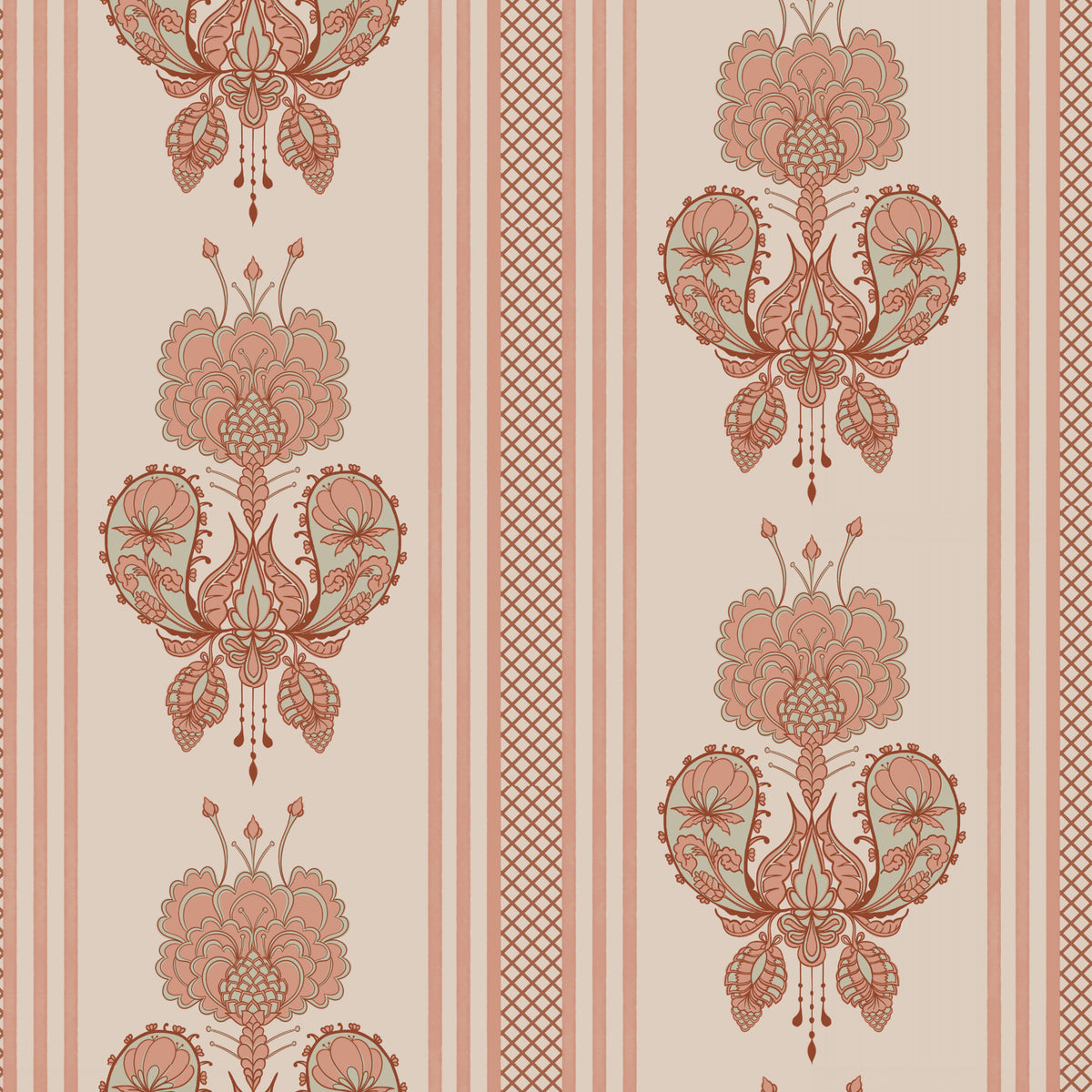 Heritage  Paisley Art Nouveau Floral Drop Stripe